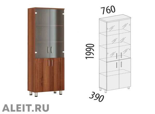 Шкафы офисные «Pro.Aleit-24» • Калуга со стеклянными дверками фото 3